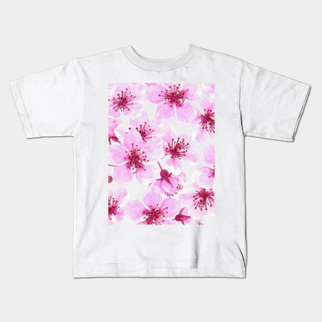 Cherry blossom watercolor Kids T-Shirt by katerinamk